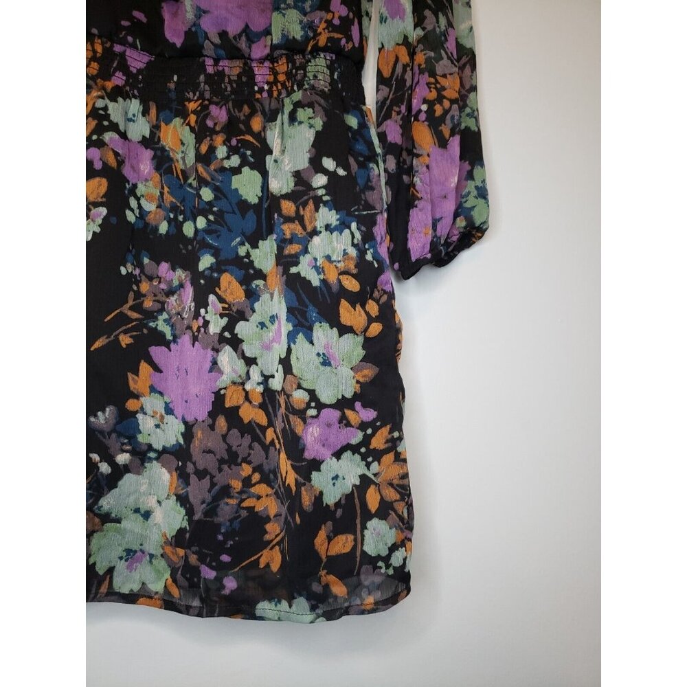Jessica Simpson Women Sz S Dress Long Sleeve Floral Multicolor Scoop Knee Length - Picture 3 of 7